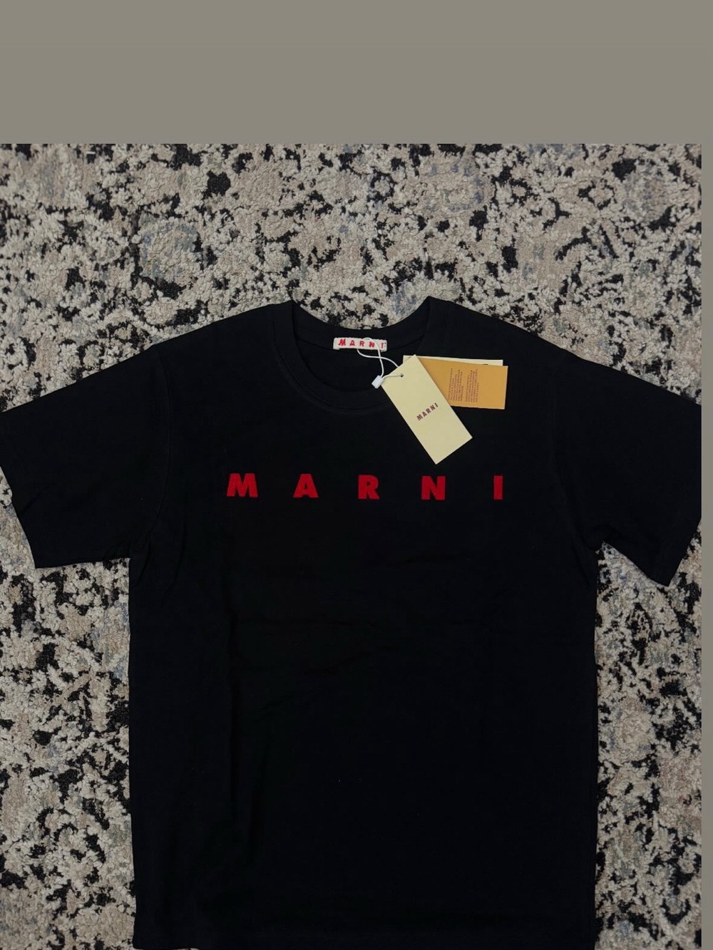 Marni Black Short Sleeve Tee with Red Logo